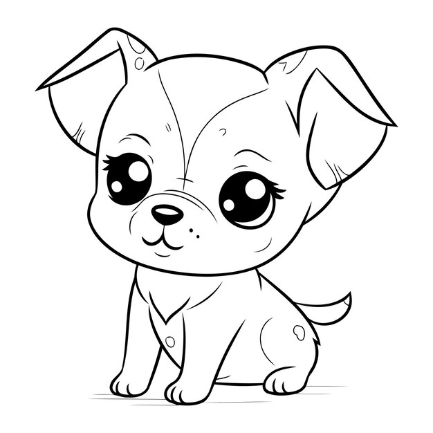 Vecteur chien de dessin animé mignon illustration vectorielle pour colorier un livre ou une page