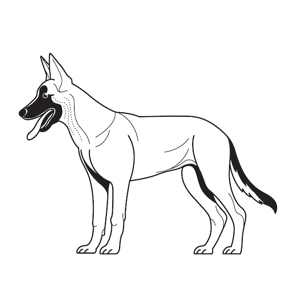 Vecteur chien dessiné à la main, illustration de contour