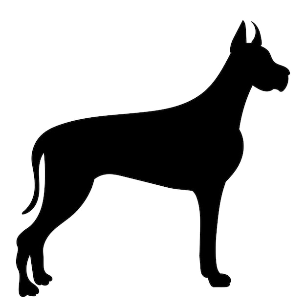 Chien Sur Fond Blanc Silhouette Noire