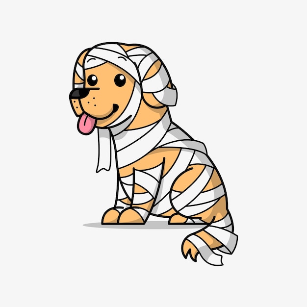 Un Chien Golden Retriever Porte Une Illustration De Cartoon De Costume De Momie