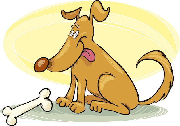 Chien heureux avec os