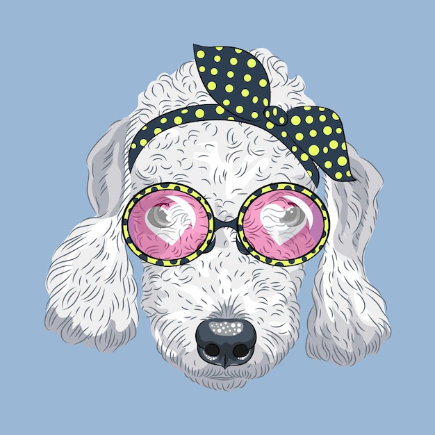 Vecteur chien hipster dessin animé drôle de vecteur bedlington terrier