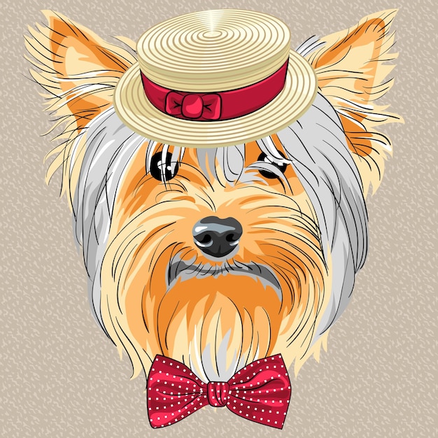 Vecteur chien de hipster drôle de bande dessinée de vecteur yorkshire terrier