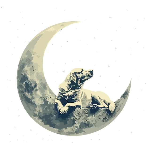 Le chien labrador sur le logo de la lune