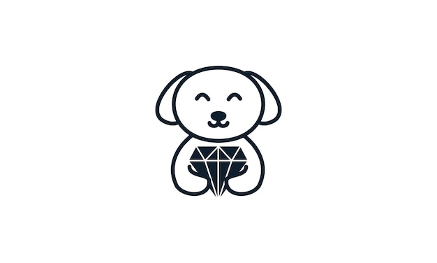 Chien Avec Des Lignes De Diamant Logo Vector Icon Design