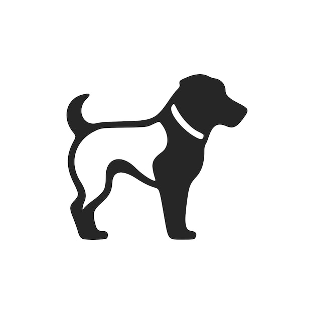 Chien logo blanc noir élégant isolé