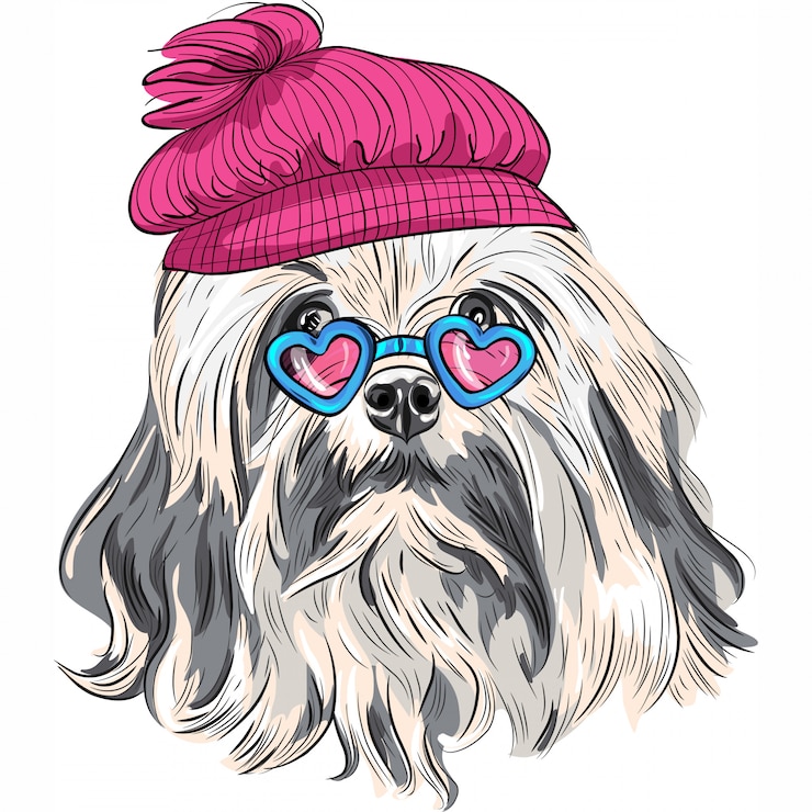 Vecteur chien de lowchen hipster dessin animé drôle de vecteur