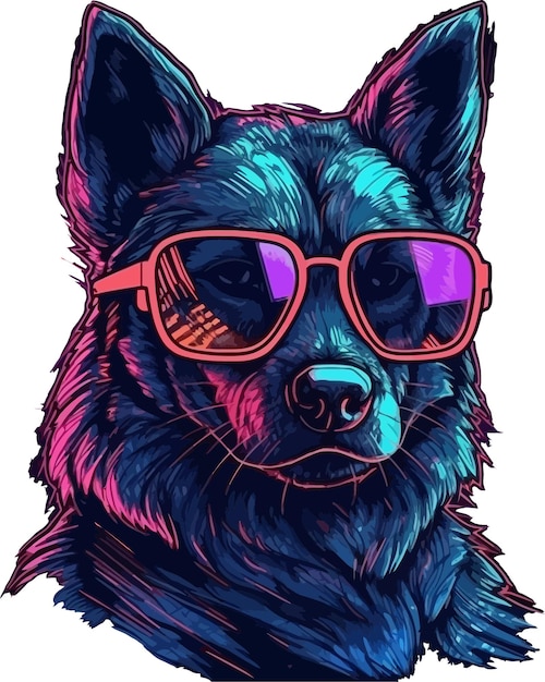 Un chien avec des lunettes cool.