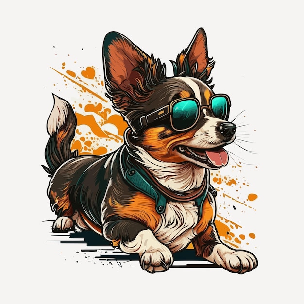 Chien avec des lunettes de soleil Vector