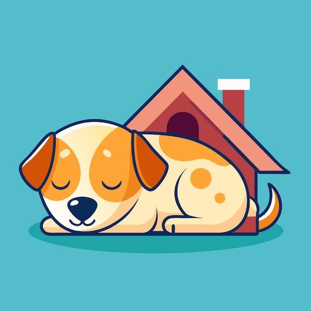 un chien avec une maison qui dit dormir dessus