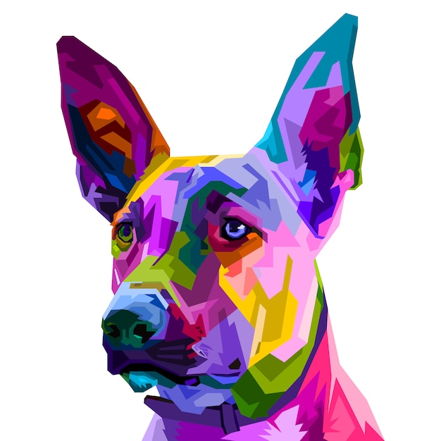 Chien Malinois Belge Coloré Isolé Sur Un Style Pop Art. Illustration.