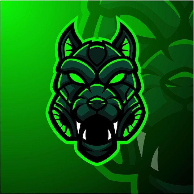 Chien Mascotte Logo Esport Vecteur Premium