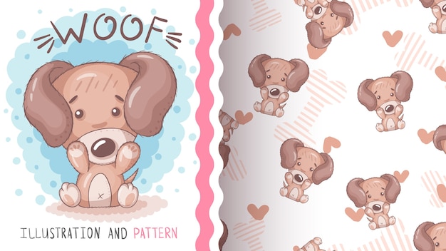 Chien Mignon Avec Coeur - Modèle Sans Couture