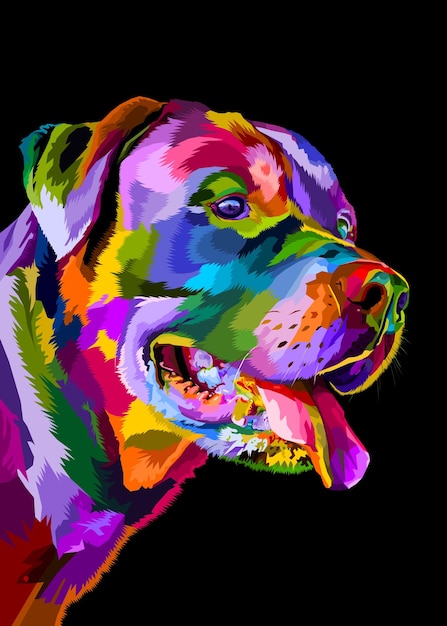 Chien mignon coloré sur des animaux polygonaux géométriques pop art