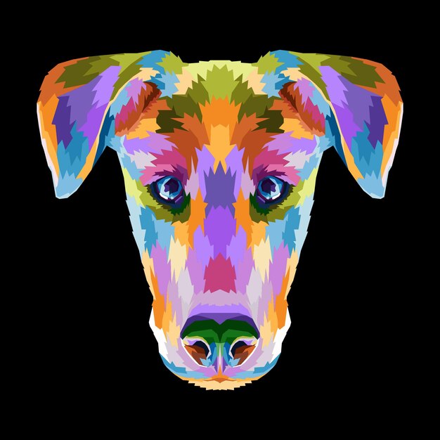 Vecteur chien mignon coloré sur le style pop art