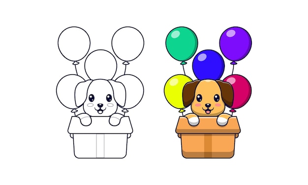 Chien Mignon Dans Des Pages De Coloriage De Dessin Animé En Carton Pour Les Enfants