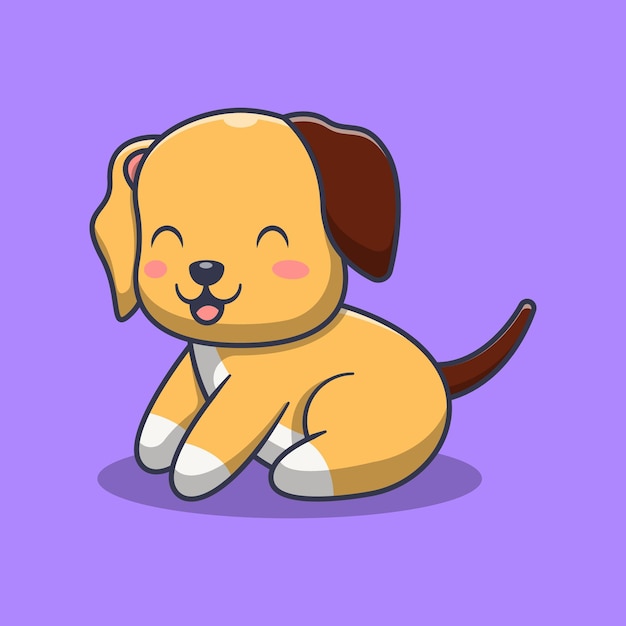 Chien Mignon Est Assis Illustration De Dessin Animé