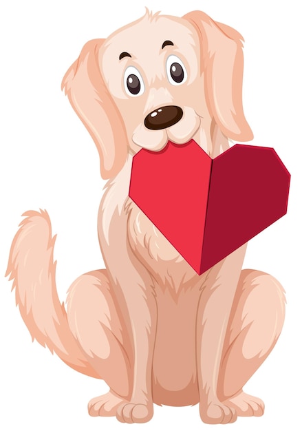 Chien Mignon Portant Un Coeur Plié En Style Cartoon