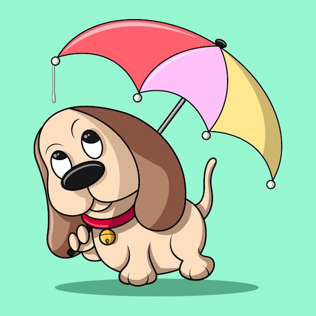 Un Chien Mignon Porte Un Parapluie