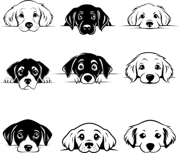 Vecteur un chien mignon qui regarde une illustration vectorielle svg