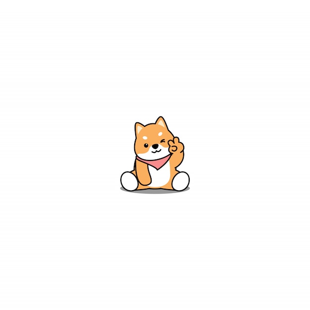 Chien Mignon Shiba Inu Un Clin D'oeil Icône De Dessin Animé