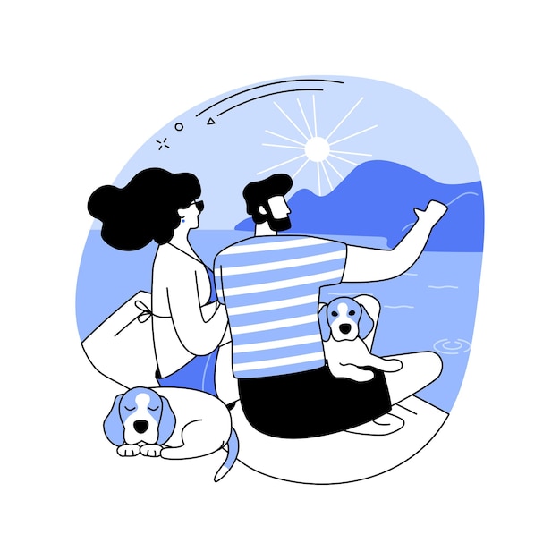 Chien plage isolé cartoon illustrations vectorielles