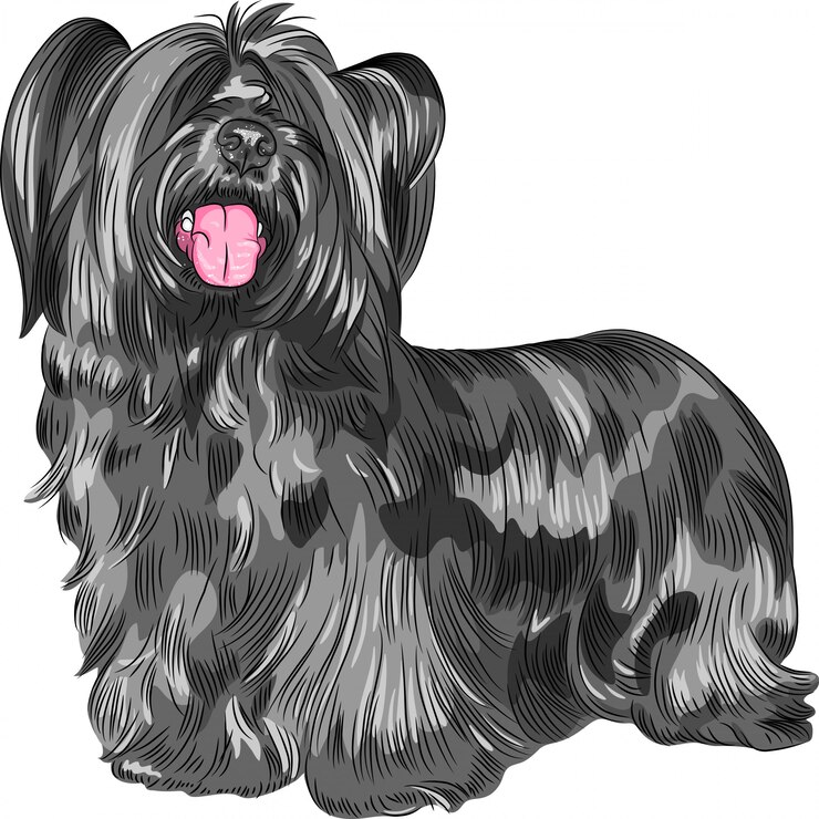 Vecteur chien de race skye terrier