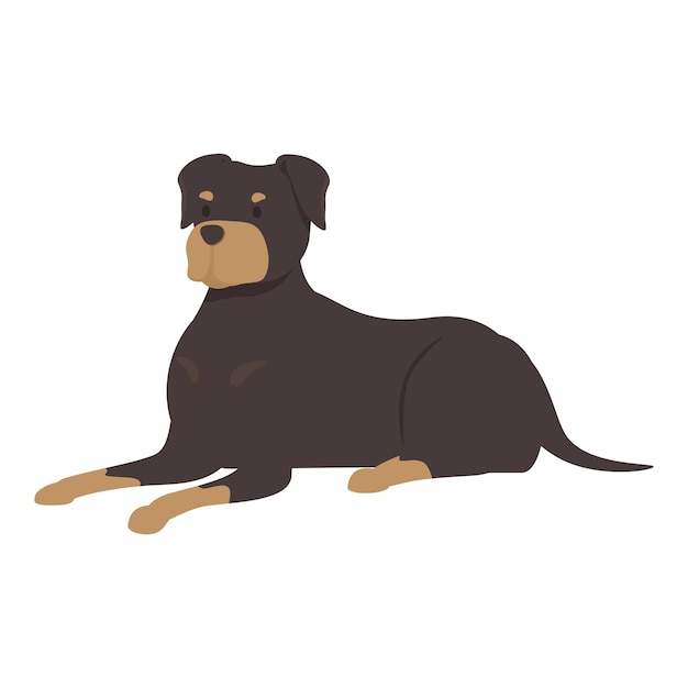 Un chien Rottweiler allongé en regardant l'illustration minimaliste.