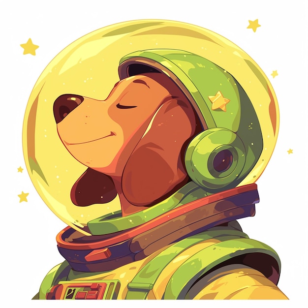 Vecteur un chien rythmique dans le style des dessins animés des astronautes