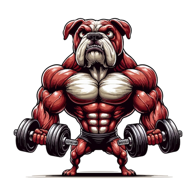 Un chien très musclé et en colère, une bête masculine, un culturiste, une illustration vectorielle générative Ai.