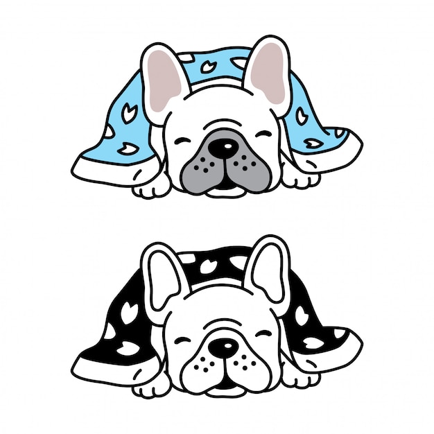 Vecteur chien vecteur bulldog français dessin animé couverture de couchage