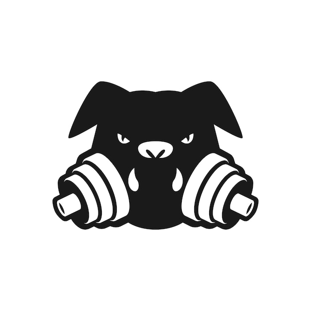 Chiens Et Haltères Logo Illustration Vectorielle