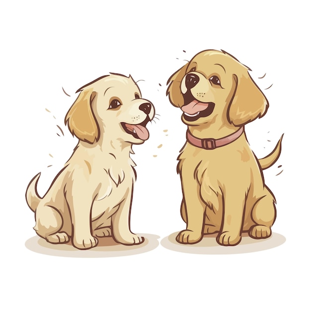 chiens mignons de dessin animé de vecteur