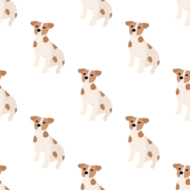 Chiens mignons Jack Russell Terrier Fanny animaux Vector hand drawn seamless pattern Parfait pour bébé enfants vêtements impression design textile Fond blanc