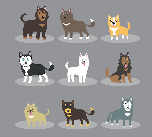 Chiens Mignons Vector Set Animaux De Compagnie