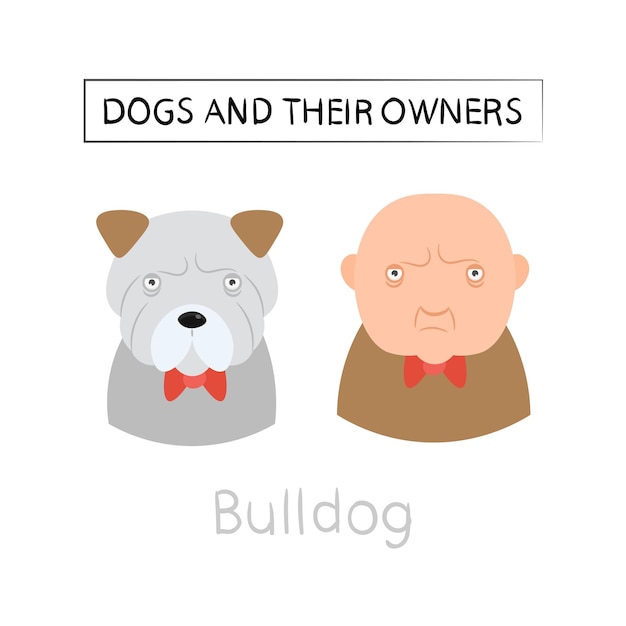 Les Chiens Et Les Propriétaires Se Ressemblent Illustration Vectoriellexdxabuldog