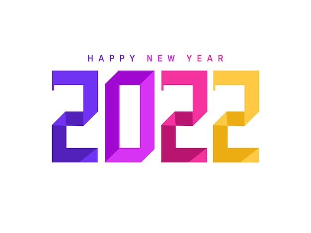 Chiffre de style papier coloré de 2022 sur fond blanc pour le concept de bonne année.