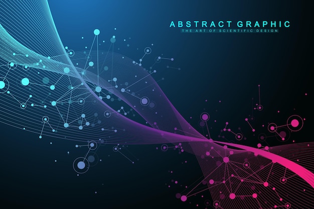 Chiffres abstraits avec ligne connectée et points, flux d'ondes. Réseaux de neurones numériques. Arrière-plan réseau et connexion pour votre présentation. Fond polygonale graphique. Illustration vectorielle.