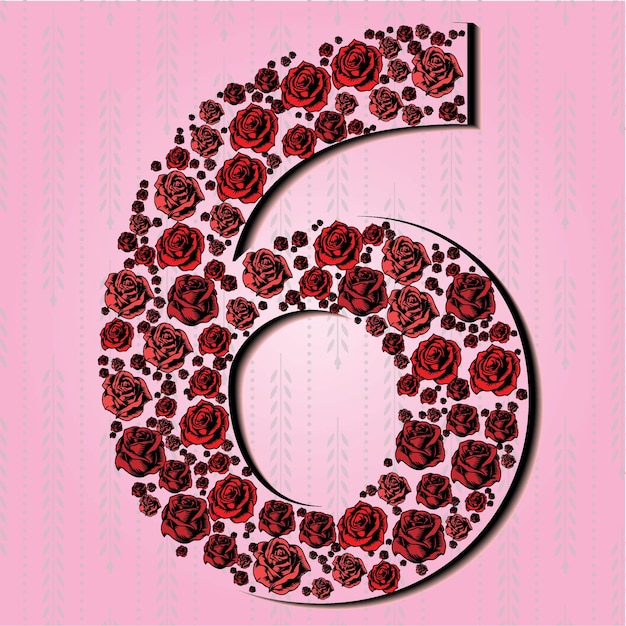 Chiffres Floraux Illustration Art Rose Numéros