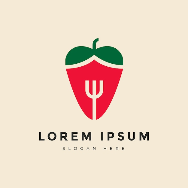 Chili diable légume naturel ingrédient de restaurant poivre épicé conception de logo illustration graphique vectorielle