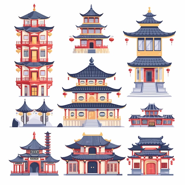 Vecteur china_building_objects_set_travel_attraction (en anglais)