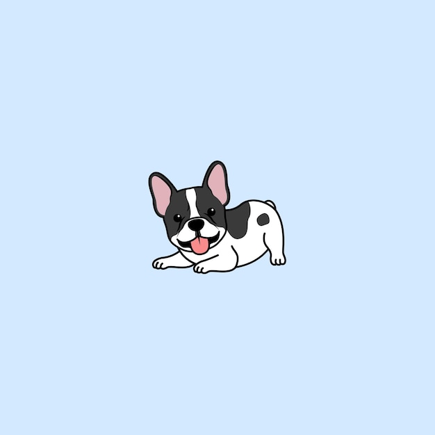 Chiot bouledogue français mignon couché illustration vectorielle de dessin animé