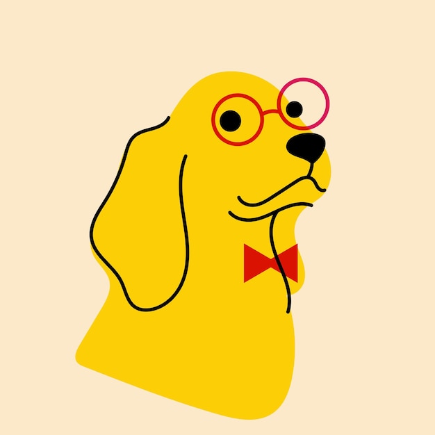 Chiot chien dans des verres Modèles de logo d'affiche de badge Avatar imprimer Illustration vectorielle