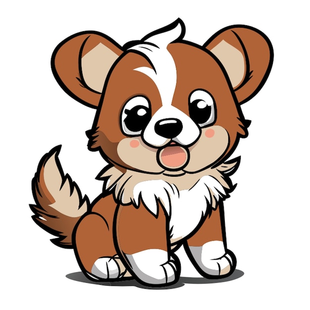 Un Chiot Mignon Avec Un Corps Complet, Un Corps Entier, Une Ligne Fluide, Une Texture Lisse, Une Illustration Vectorielle.