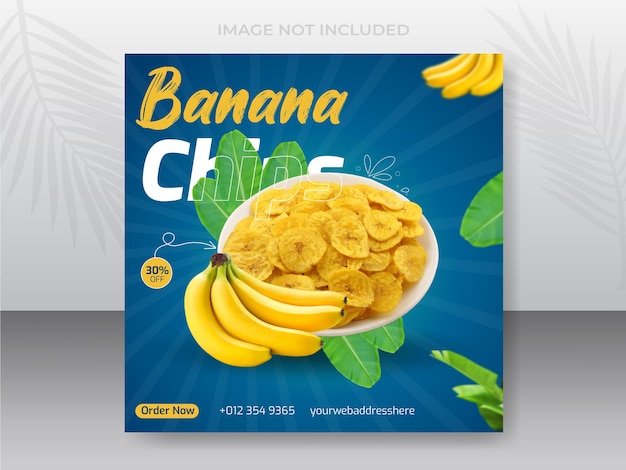 Vecteur chips de banane pour les médias sociaux ou la conception de publications instagram