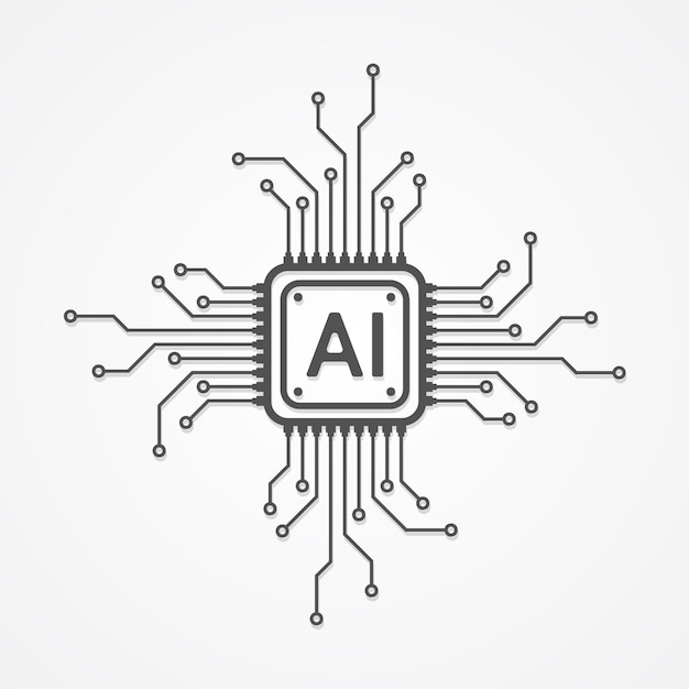 Vecteur chipset d'intelligence artificielle sur carte de circuit imprimé dans un concept futuriste d'œuvre d'art technologique pour une couverture de carte de bannière web illustration vectorielle