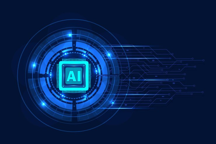 Chipset d'intelligence artificielle sur carte de circuit imprimé dans le contexte de la technologie futuriste