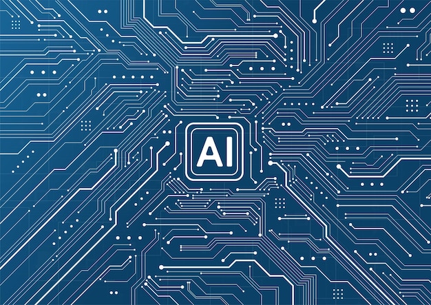 Chipset d'intelligence artificielle sur carte de circuit imprimé dans une œuvre d'art de technologie conceptuelle futuriste