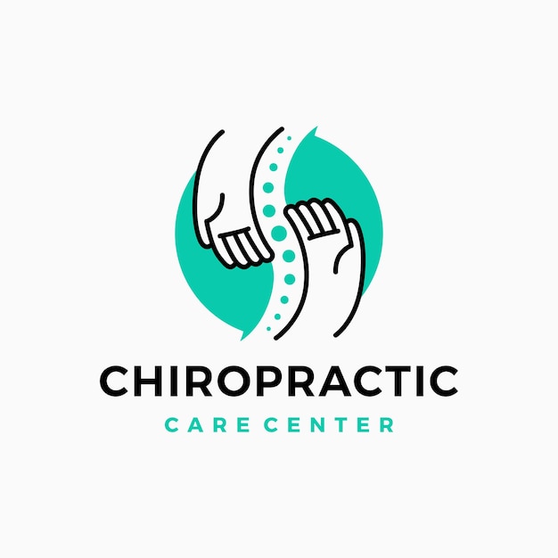 Vecteur le chiropraticien de la main, le chiropracteur de la colonne vertébrale, le logo, l'illustration vectorielle de l'icône.
