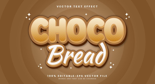 Choco Bread 3d modifiable modèle d'effet de texte adapté au style dessin animé